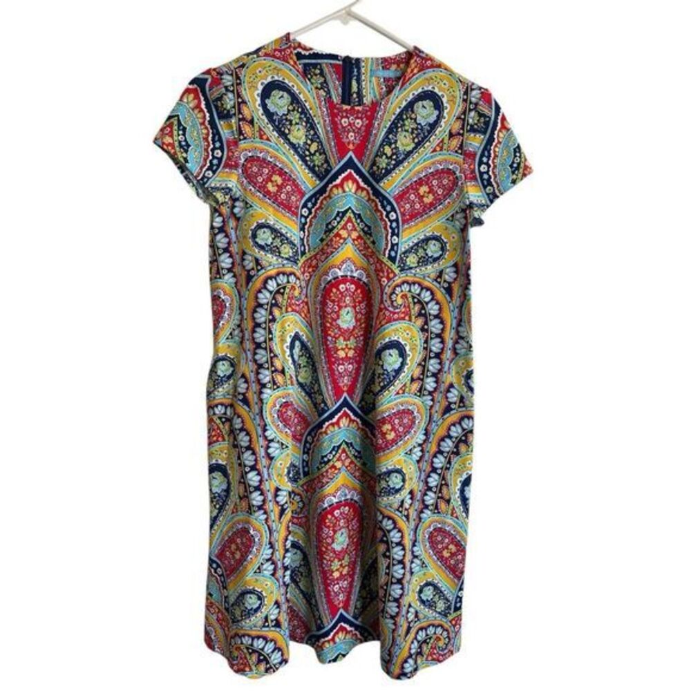 J. Mcglaughlin Catalina Cloth Printed Paisley Shift Dress with‎ pockets Size XS